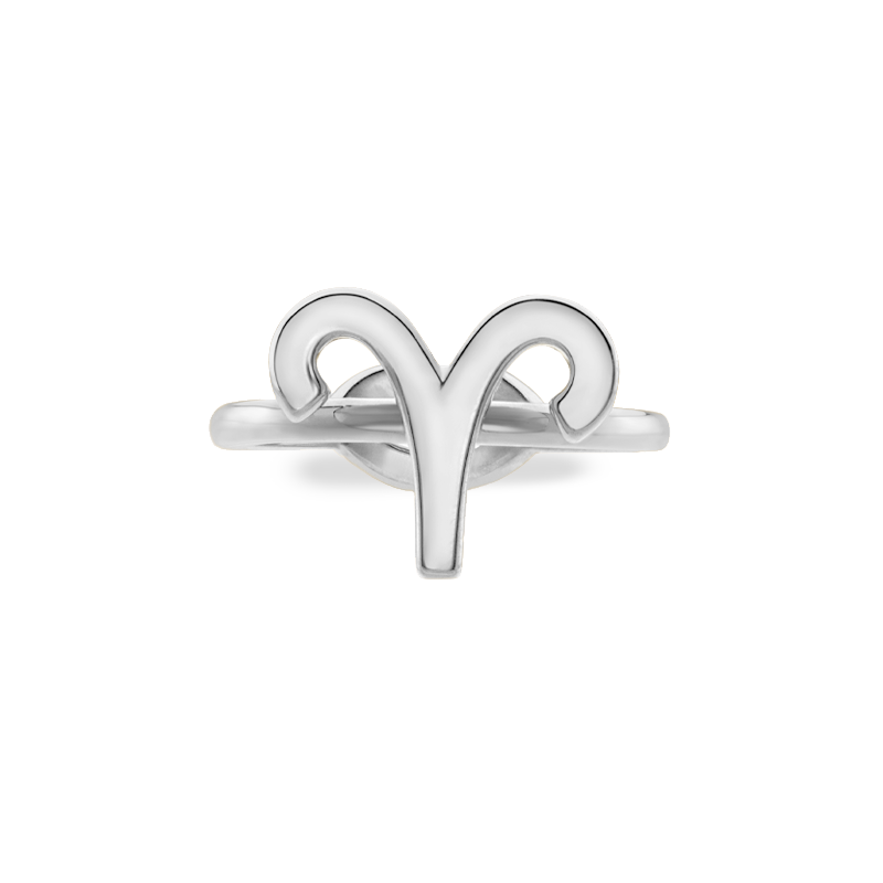 Aries Hotglyph Zodiac Ring Sterling Silver by Hotlips by Solange Front View