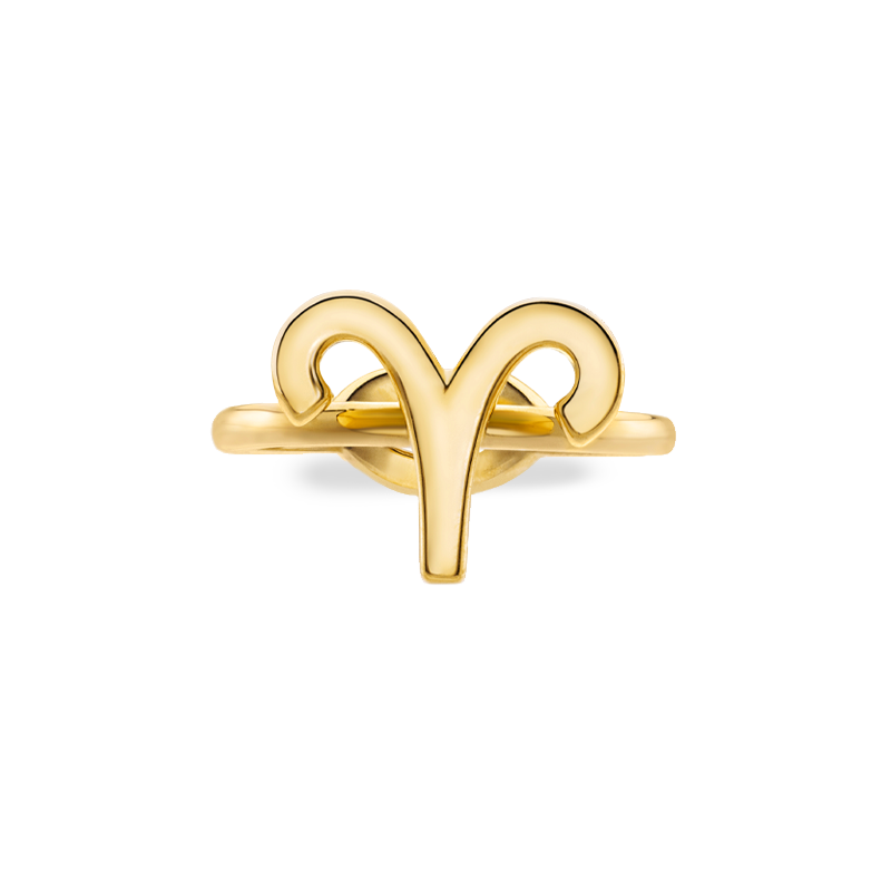 Aries Zodiac Hotglyph Ring in Gold Plated Silver Vermeil by Hotlips by Solange Front View