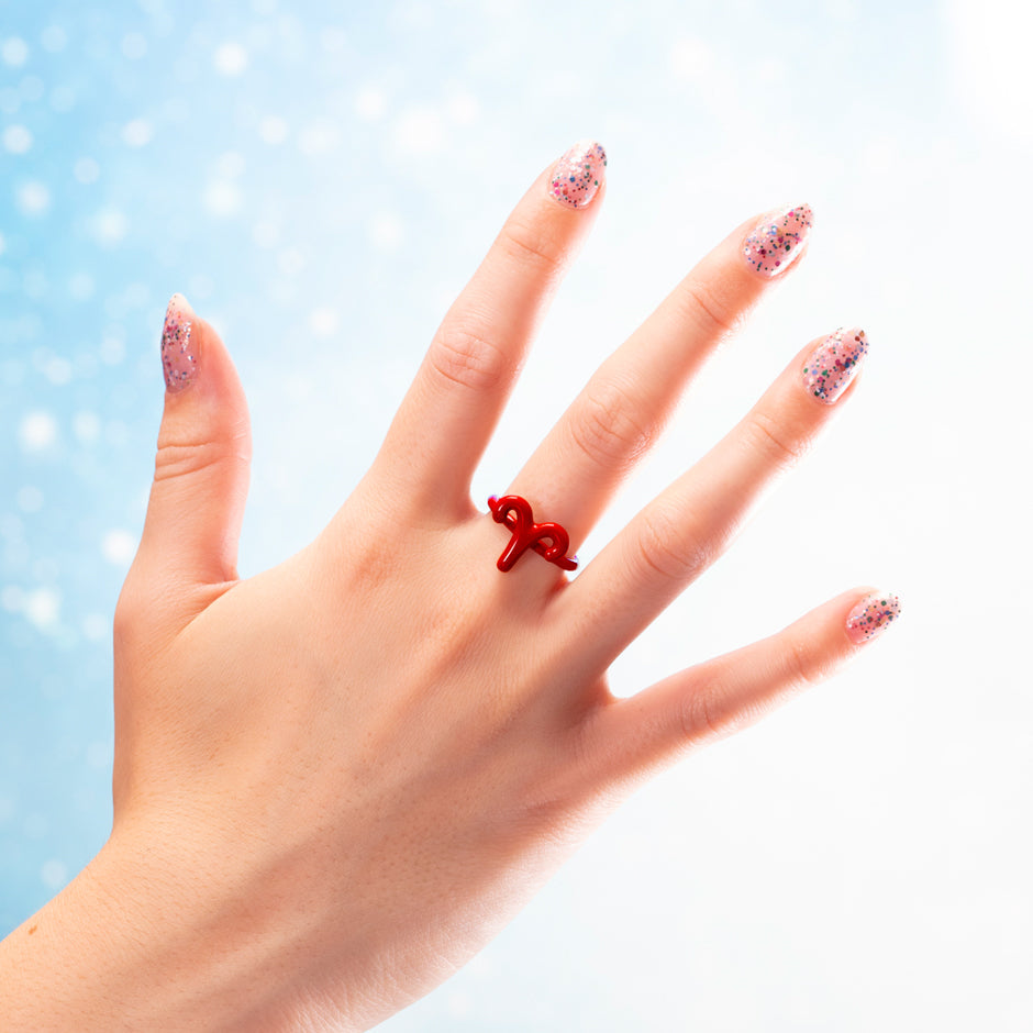 Aries Zodiac Hotglyph Ring Classic Red enamel and silver by Solange Azagury-Partridgeon hand