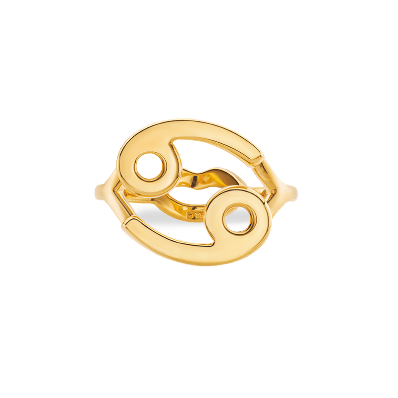 Cancer Zodiac Hotglyph Ring in Gold Plated Silver Vermeil by Hotlips by Solange Front View