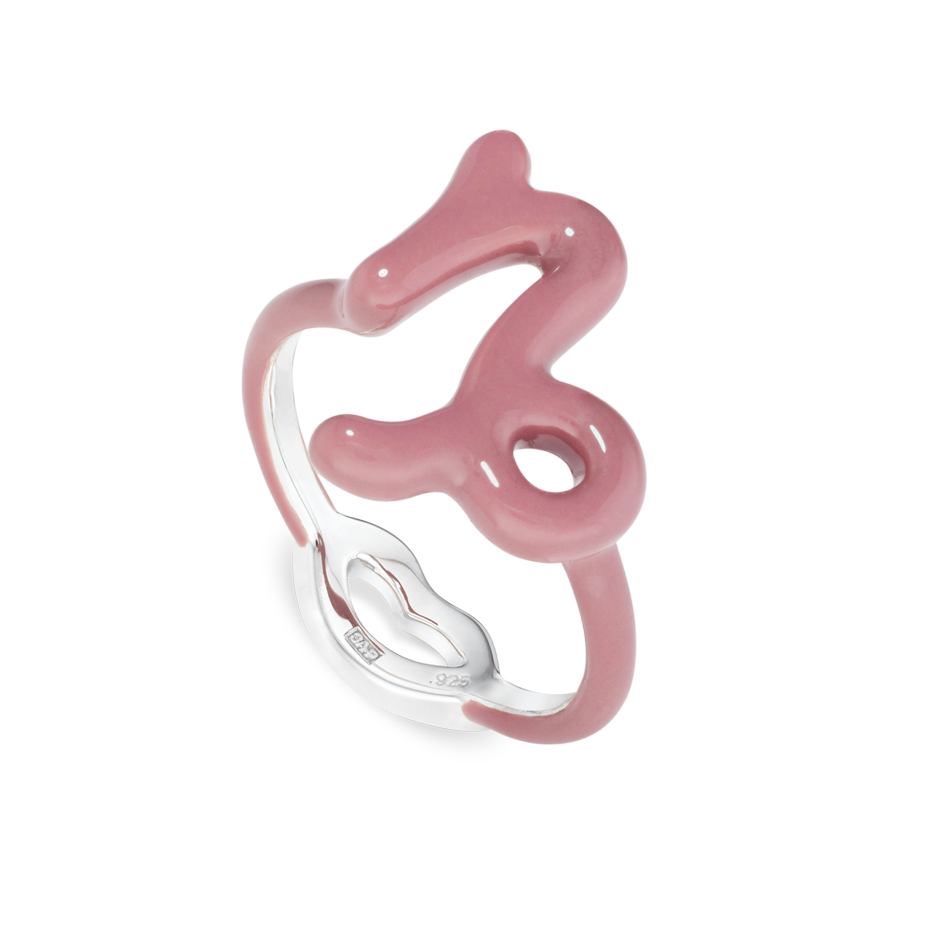 Capricorn Hotglyph Zodiac Star Sign ring nude and silver by Solange Azagury-Partridge angled view