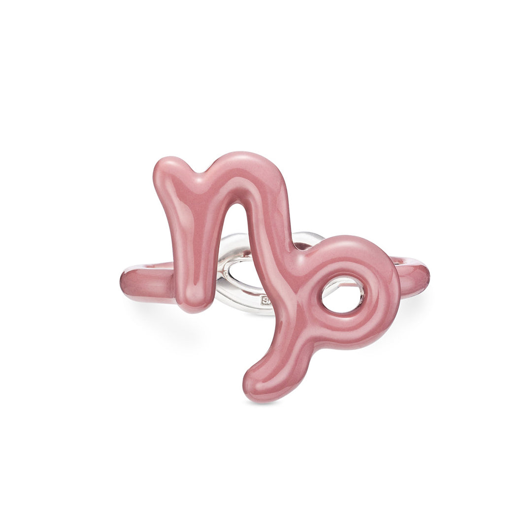 Capricorn Hotglyph Zodiac Star Sign ring nude and silver by Solange Azagury-Partridge front view