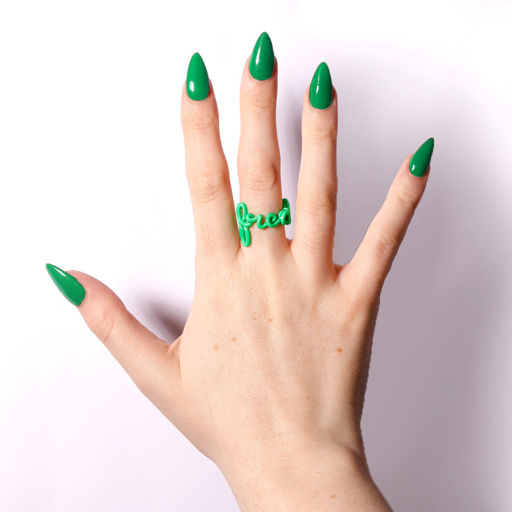 Freak Hotscript by Solange ring in neon green enamel