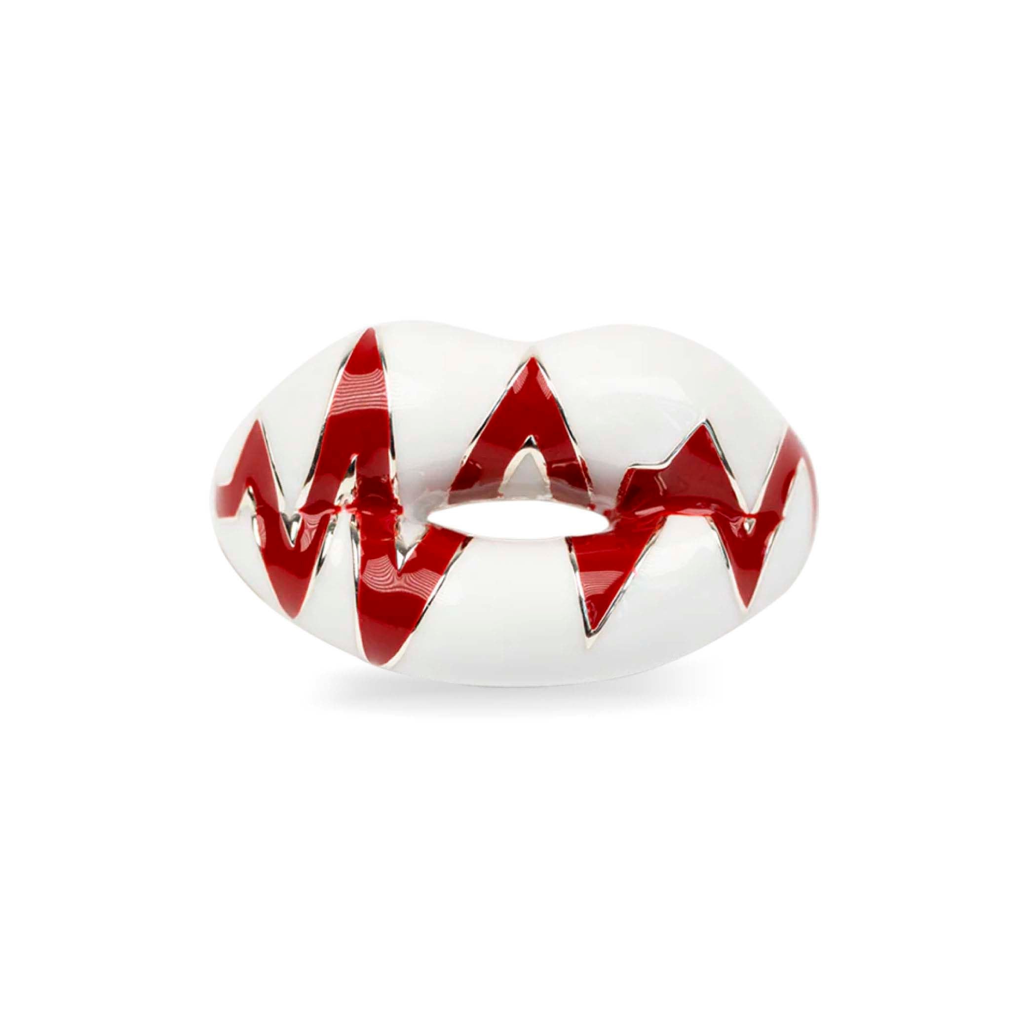 Heartbeat Hotlips ring by Solange in white and red front view