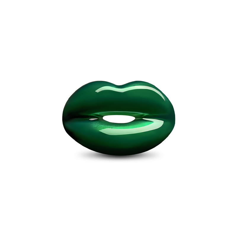 Deep Green Hotlips ring by British designer Solange Azagury-Partridge front view