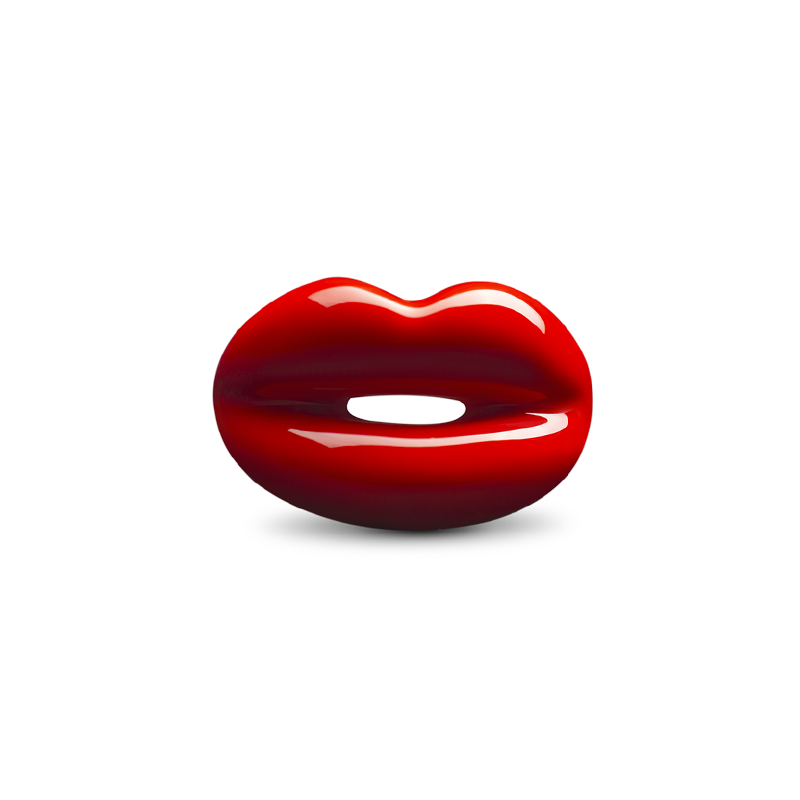 Hotlips By Solange Double Decker Hotlips Lip shaped silver and Enamel ring front view by Solange Azagury-Partridge