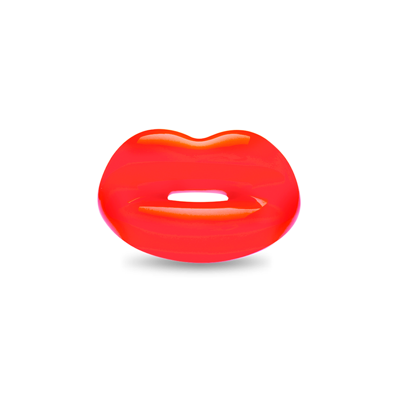 Neon Coral Hotlips Ring by Solange front view