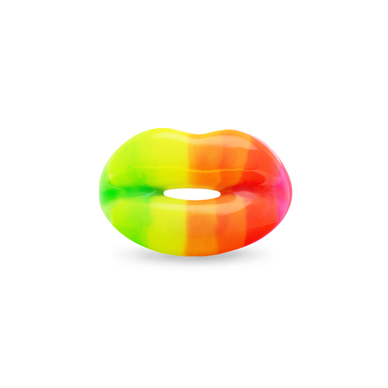 Neon Rainbow Hotlips ring by Solange front view