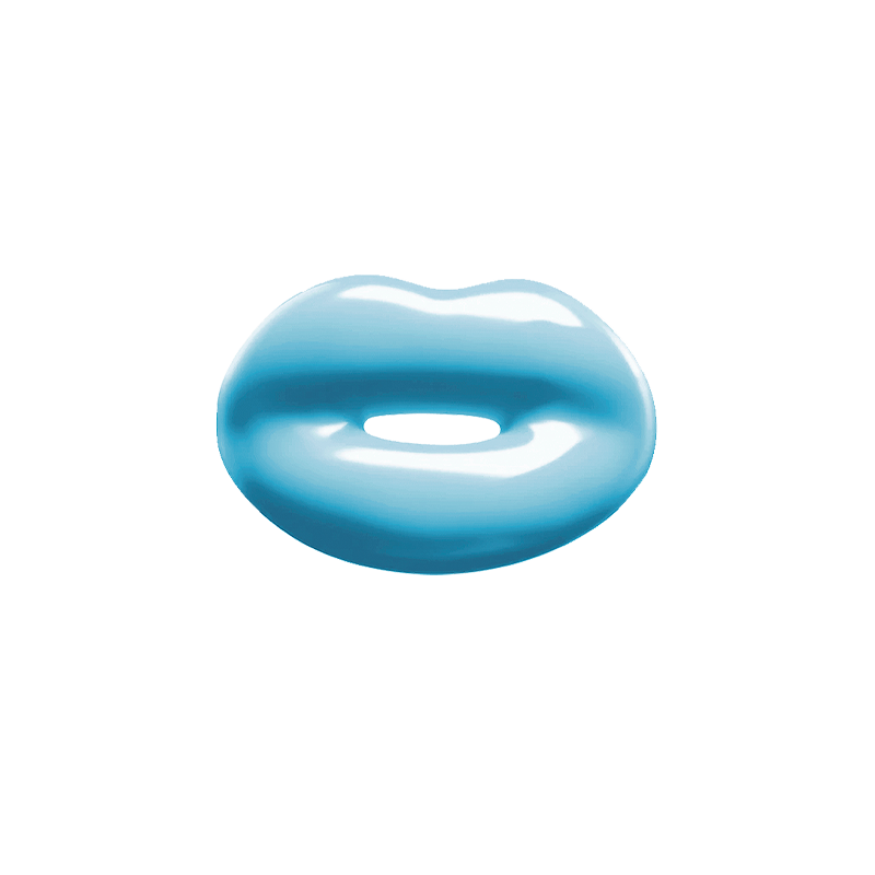 Pastel Blue silver and enamel Hotlips ring front view