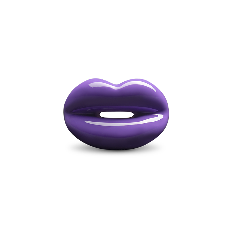 Hotlips By Solange Queen Elizabeth Purple Hotlips Lip shaped silver and Enamel ring front view by Solange Azagury-Partridg