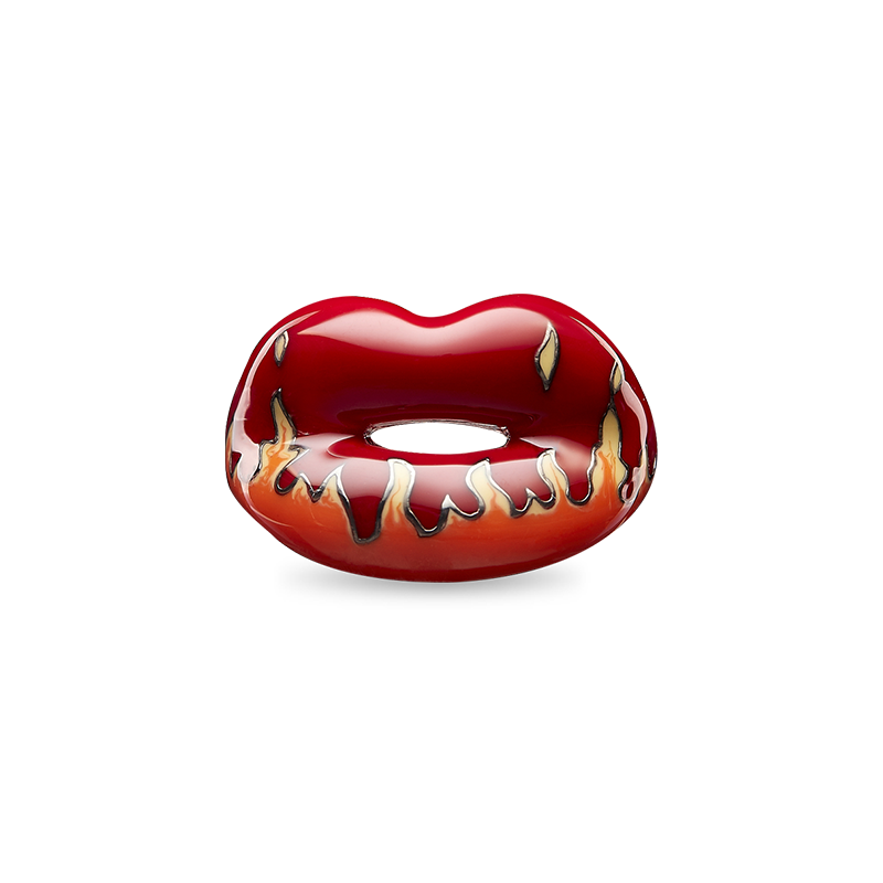 Very Red Flame Hotlips by Solange ring front view