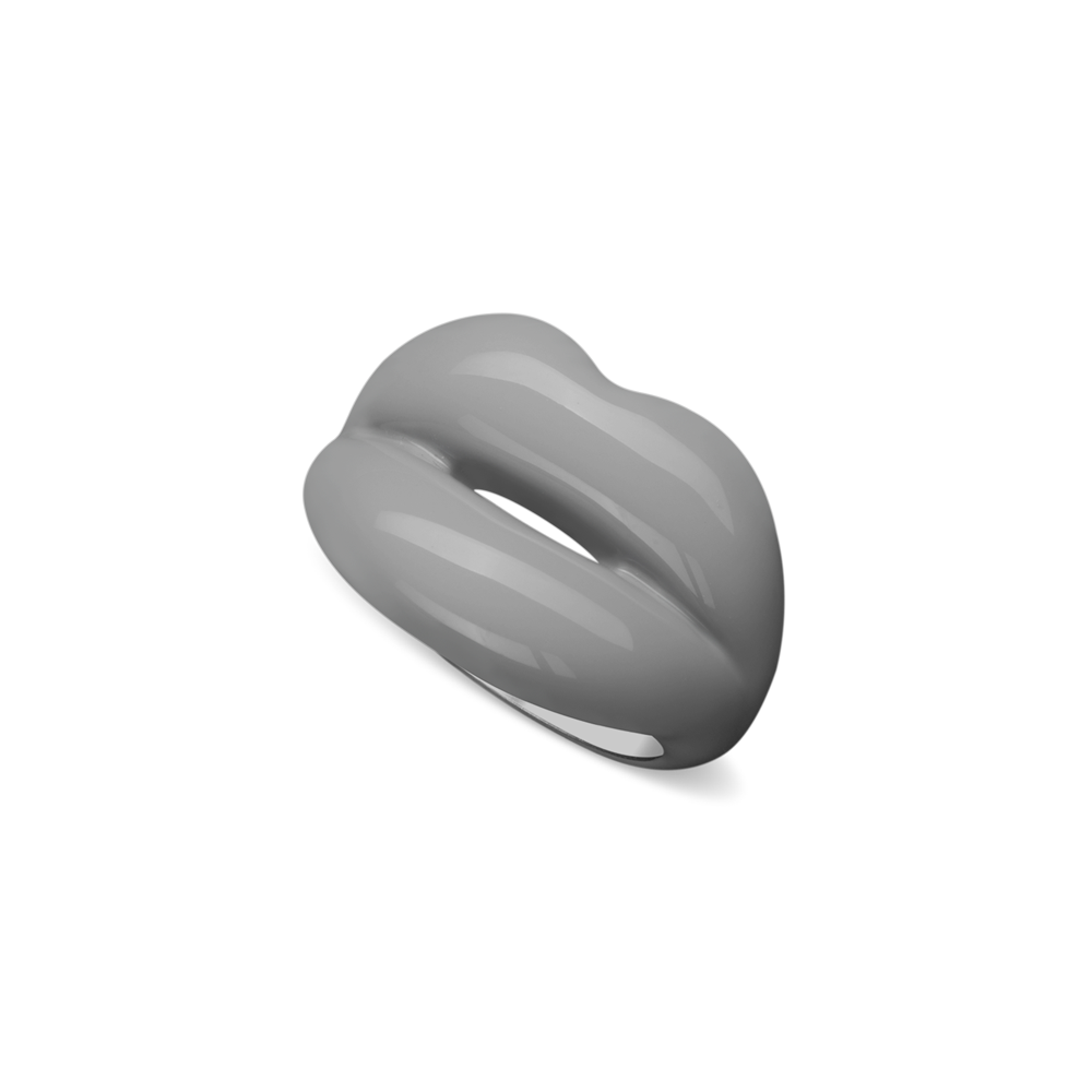 Hotlips By Solange London Sky Hotlips Lip shaped silver and Enamel ring front view by Solange Azagury-Partridge front view