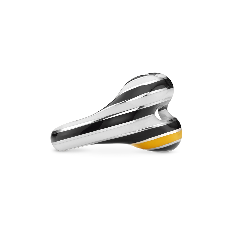 Hotlips By Solange Zebra Crossing Hotlips Lip shaped silver and Enamel ring front view by Solange Azagury-Partridge side view 1