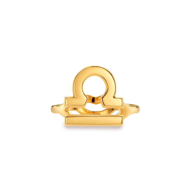 LIbra Zodiac Hotglyph Ring in Gold Plated Silver Vermeil by Hotlips by Solange Front View