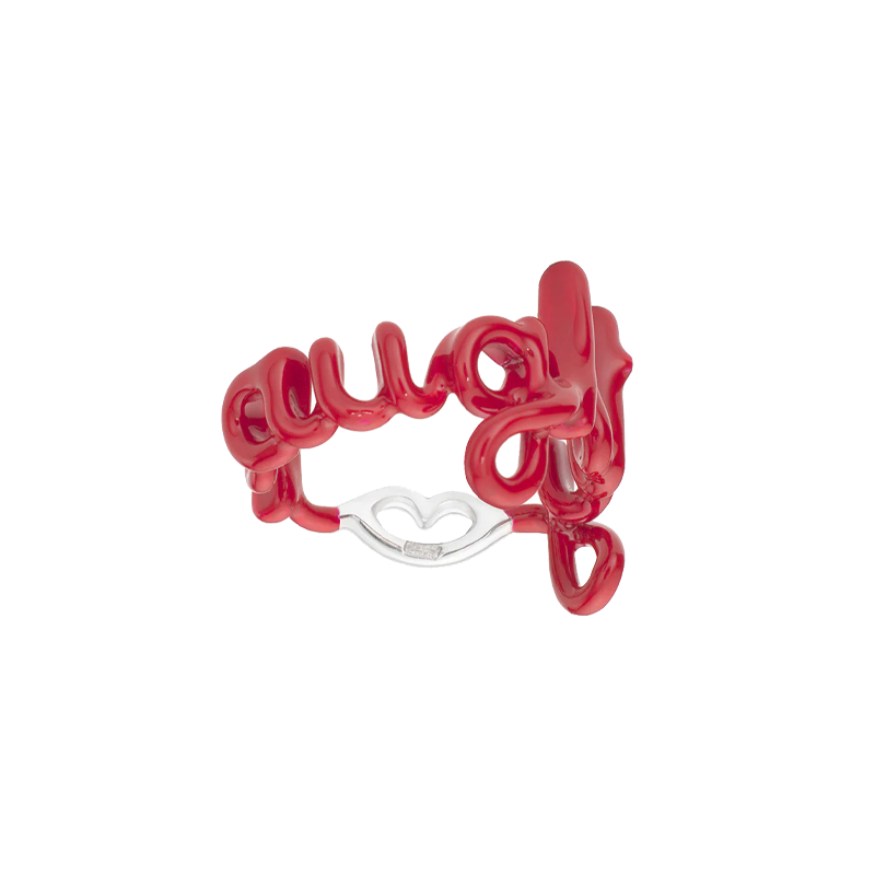 Naughty Hotscript by Solange ring in classic red enamel - front view