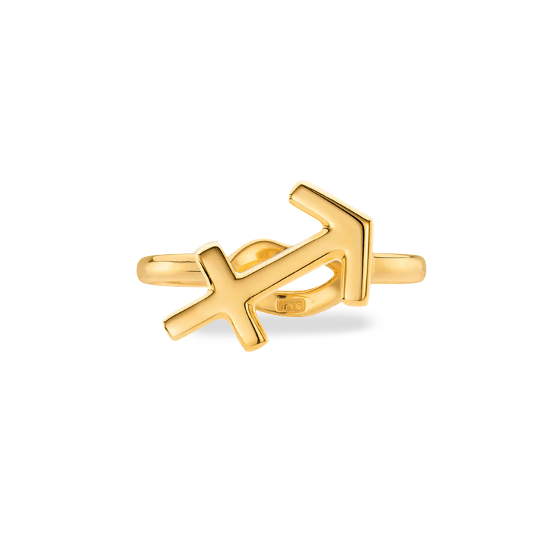 Sagittarius Zodiac Hotglyph Ring in Gold Plated Silver Vermeil by Hotlips by Solange Front View