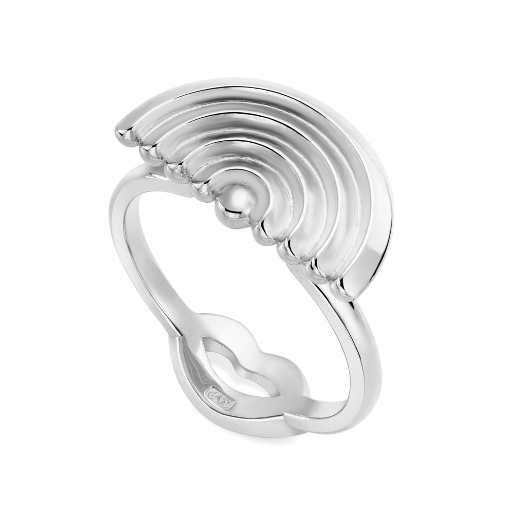 Rainbow Motif Hotglyph Ring Sterling Silver by Hotlips by Solange AngledView