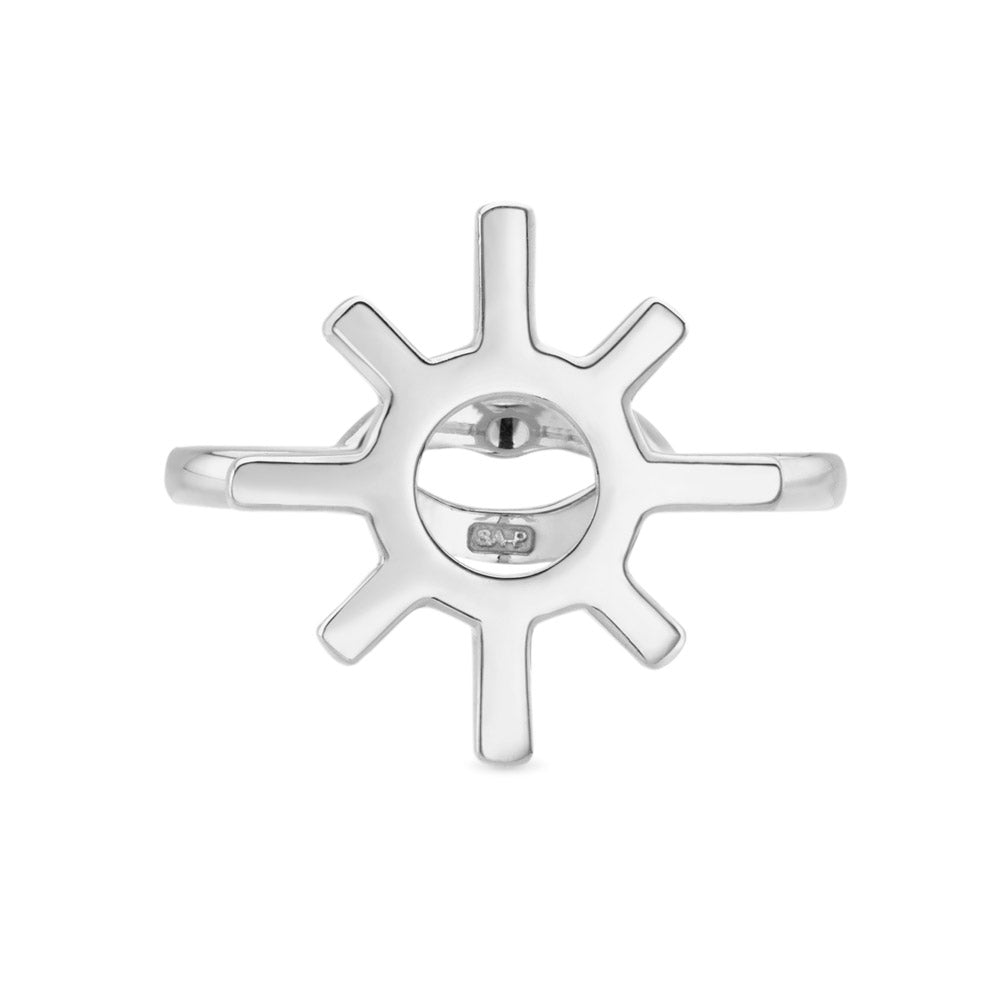 Sun Motif Hotglyph Ring Sterling Silver by Hotlips by Solange Front View