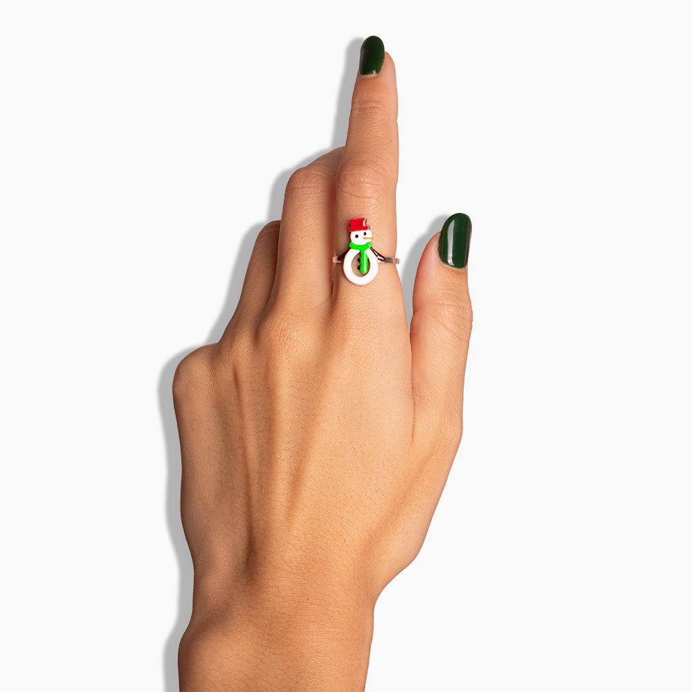 Snowman Hotglyph ring by British designer Solange Azagury-Partridge on model