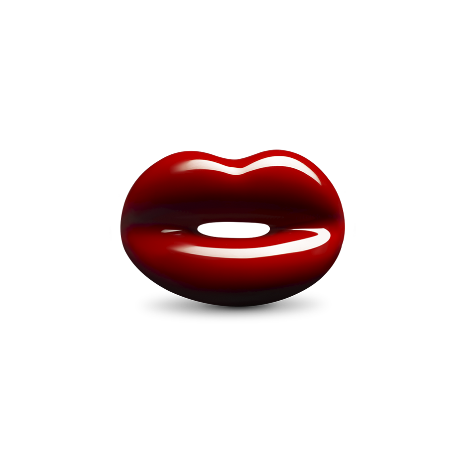 Hotlips By Solange Classic Red Hotlips Lip shaped silver and Enamel ring front view by Solange Azagury-Partridge