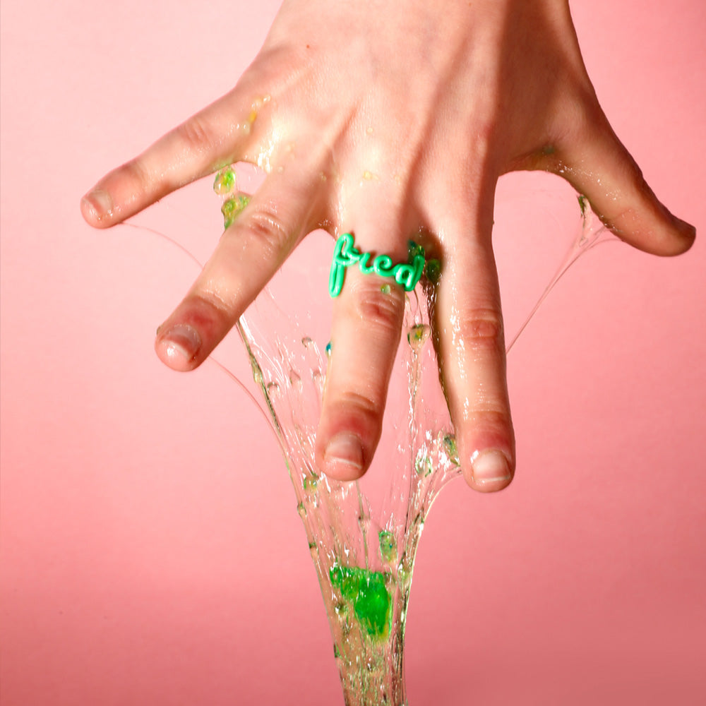 Freak Hotscript by Solange ring in neon green enamel