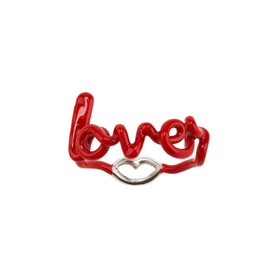 Lover Hotscripts ring in Classic Red enamel front view