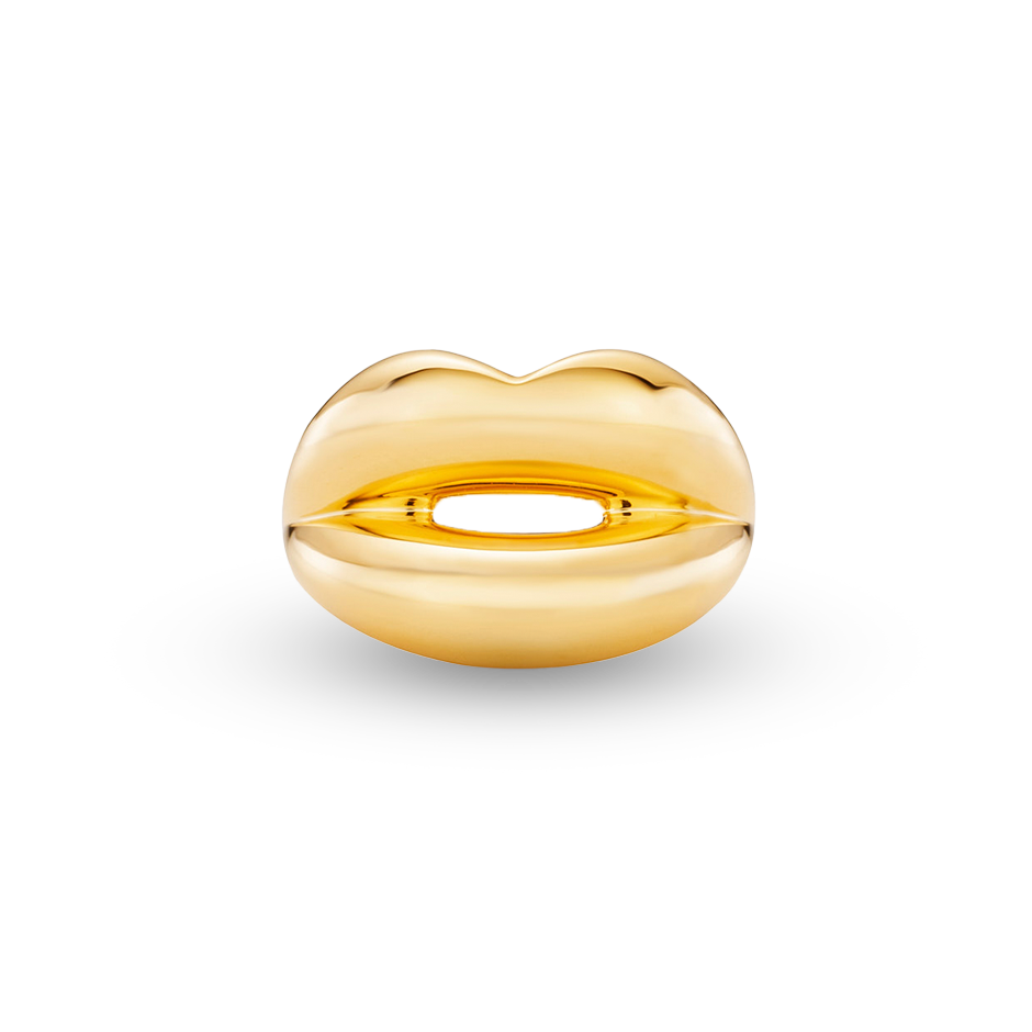 Lip Shaped Hotlips Ring in Gold Plated Silver Vermeil by Hotlips by Solange Front View