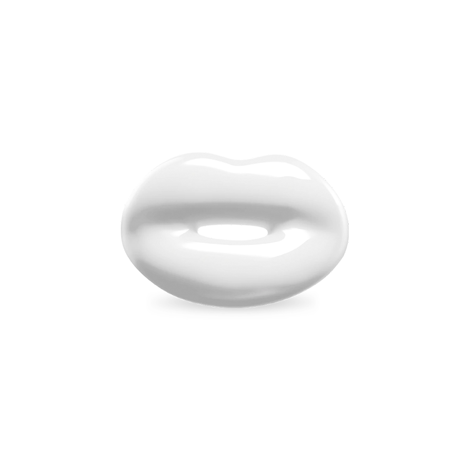 White Hotlips ring silver and enamel front view
