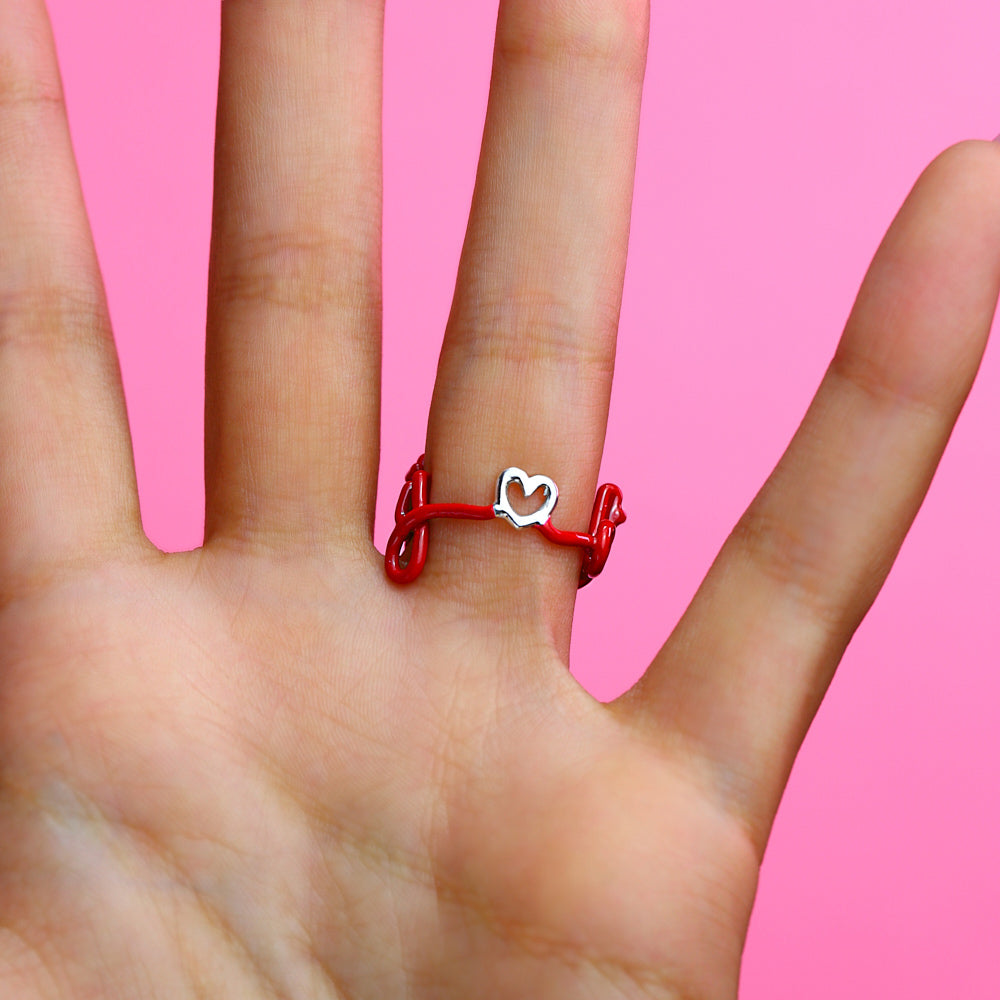 Eternity Written Word Ring Red Enamel and Silver by Hotlips by Solange back detail close up