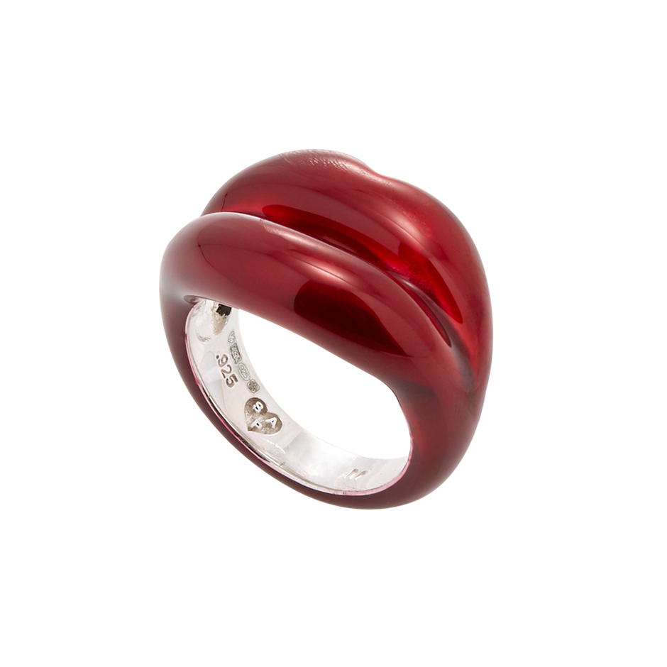 Juicy Red Hotlips ring by Solange side view