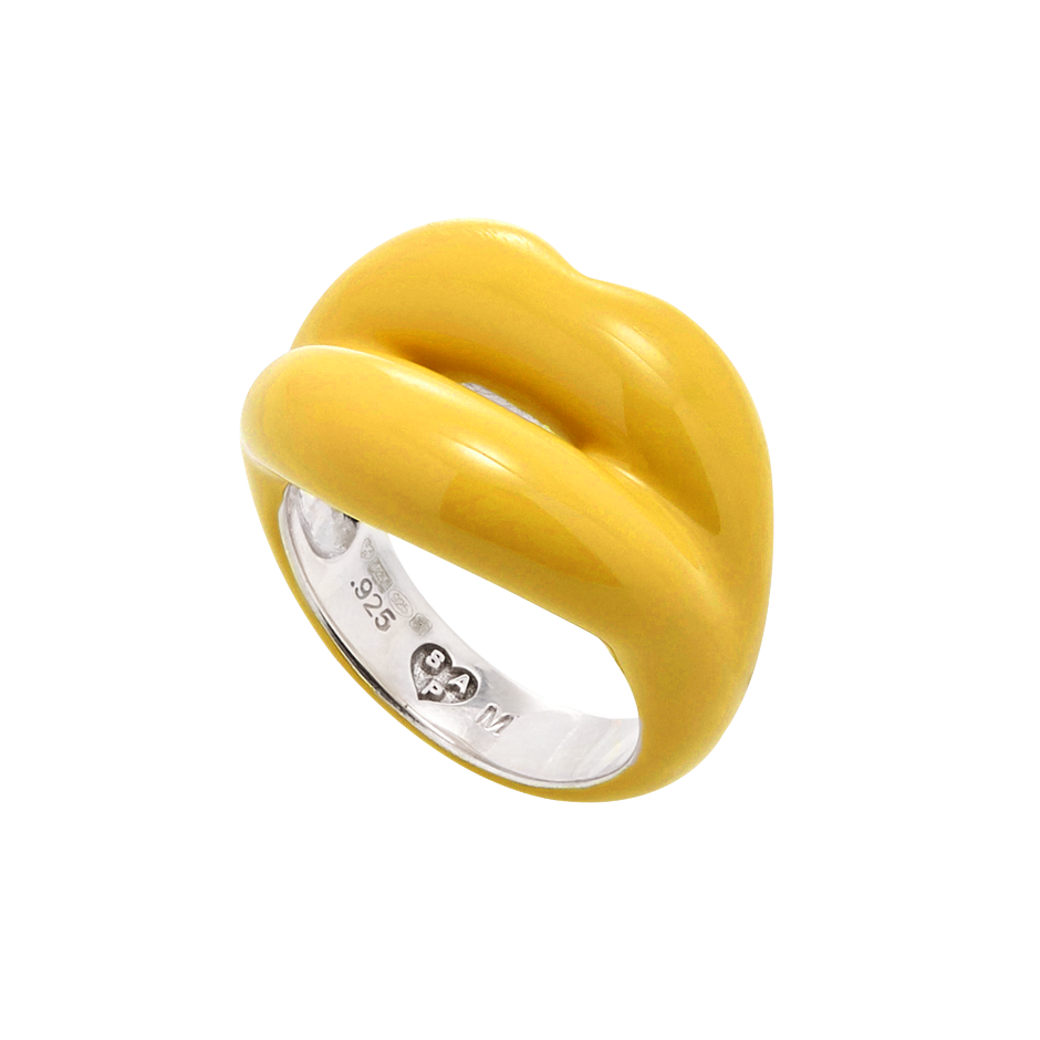 Banana Yellow Hotlips ring by Solange side view