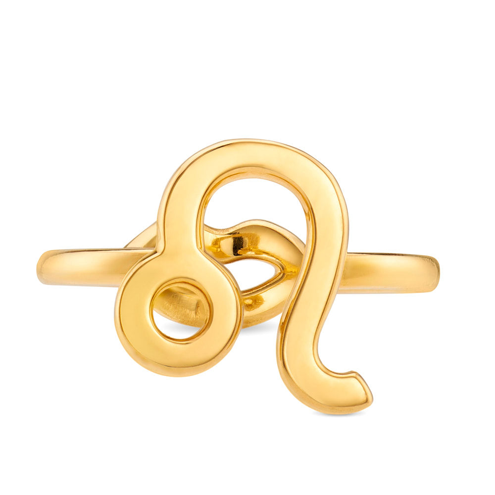 Leo Zodiac Hotglyph Ring in Gold Plated Silver Vermeil by Hotlips by Solange Front View