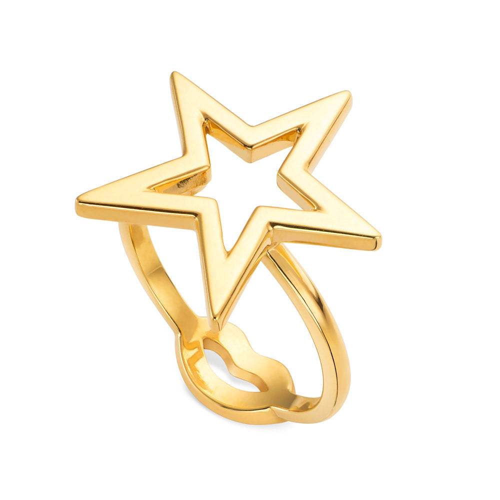 Star Motif Hotglyph Ring in Gold Plated Silver Vermeil by Hotlips by Solange Angled View
