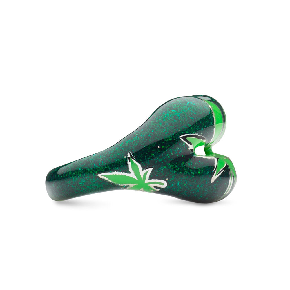 Leaf 420 Ring Silver and Glitter Green Enamel by Hotlips by Solange side view