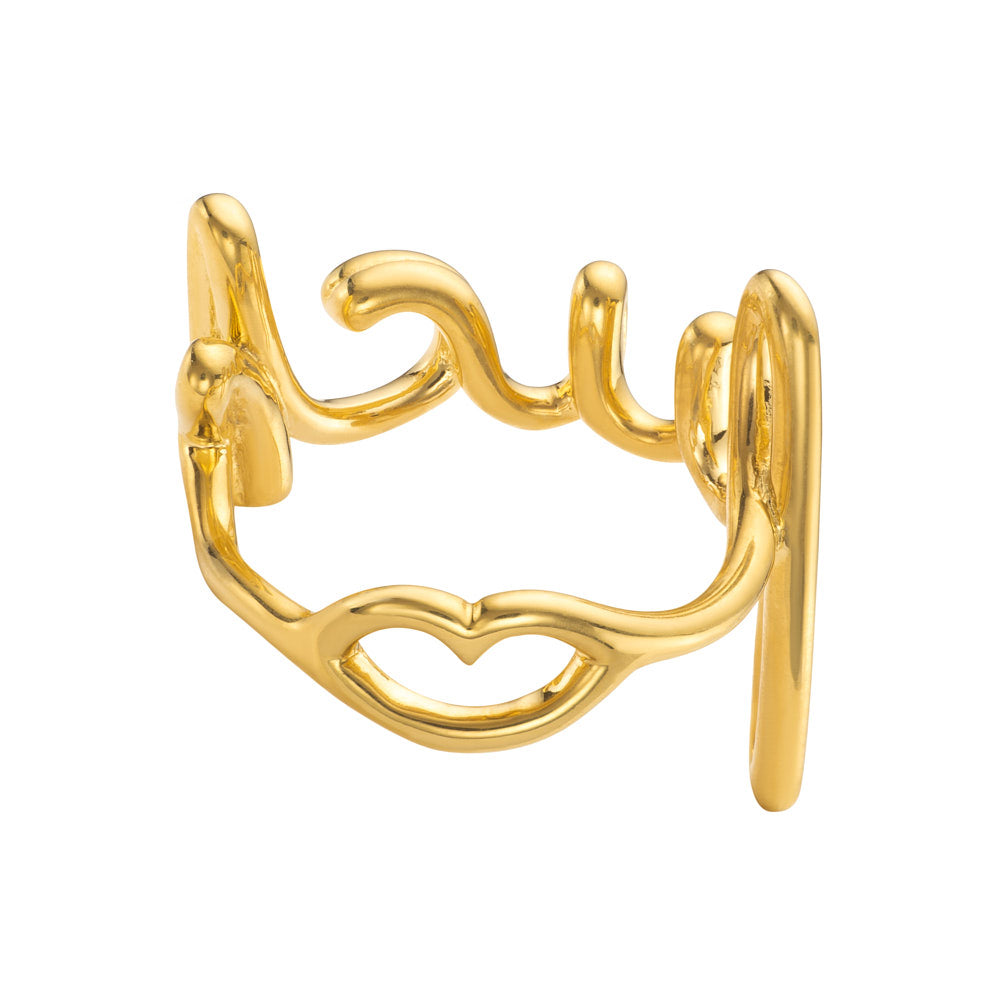 Fuck Cursive Word Hotscripts Ring in Gold Plated Silver Vermeil by Hotlips by Solange Back Kiss View