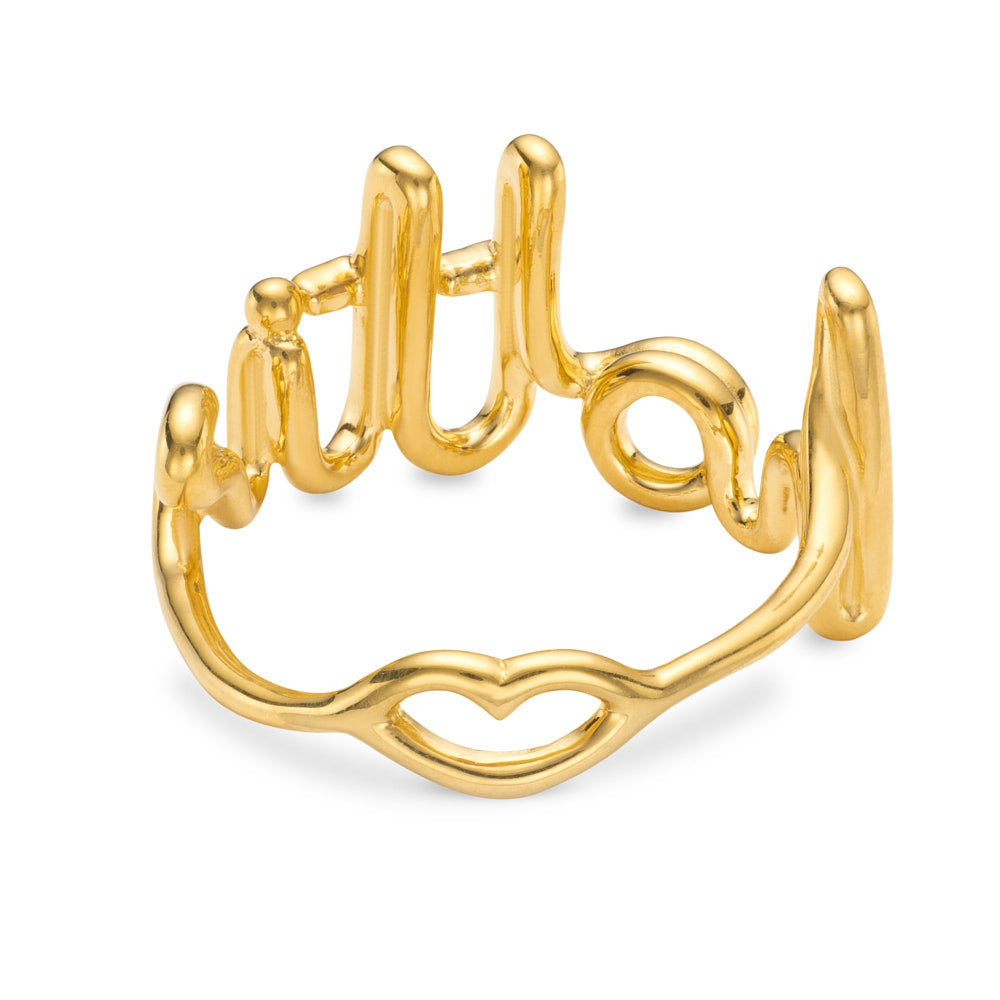 Hottie Cursive Word Hotscripts Ring in Gold Plated Silver Vermeil by Hotlips by Solange Back View