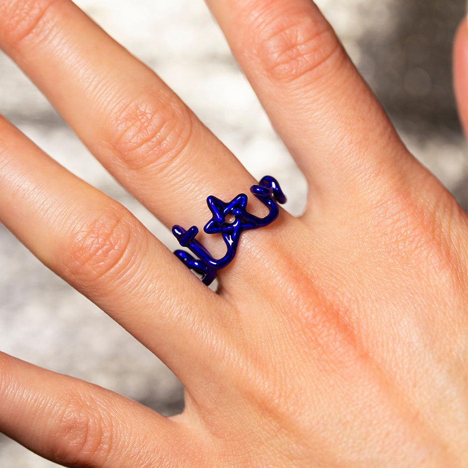 Star Hotscripts Ring Enamel Blue on hand