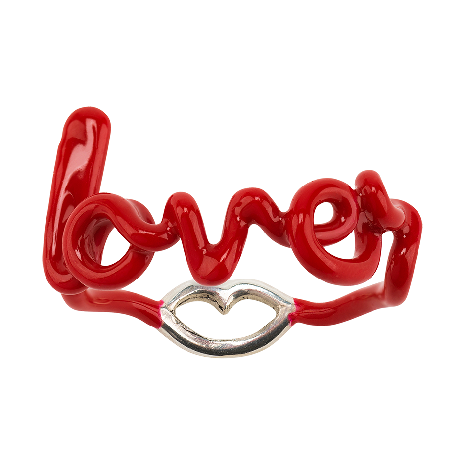 Lover Hotscripts ring in Classic Red enamel front view