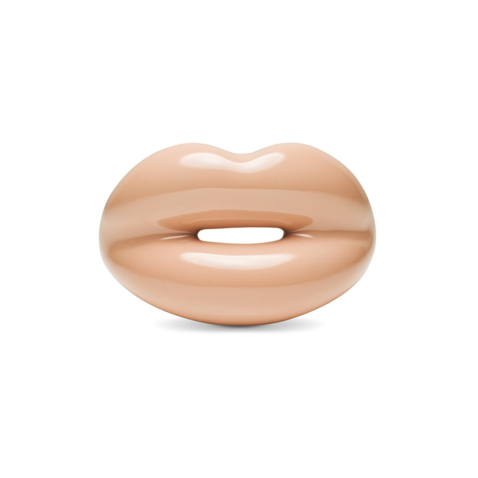 Nude Silver and Enamel Hotlips Ring by Solange Azagury-Partridge