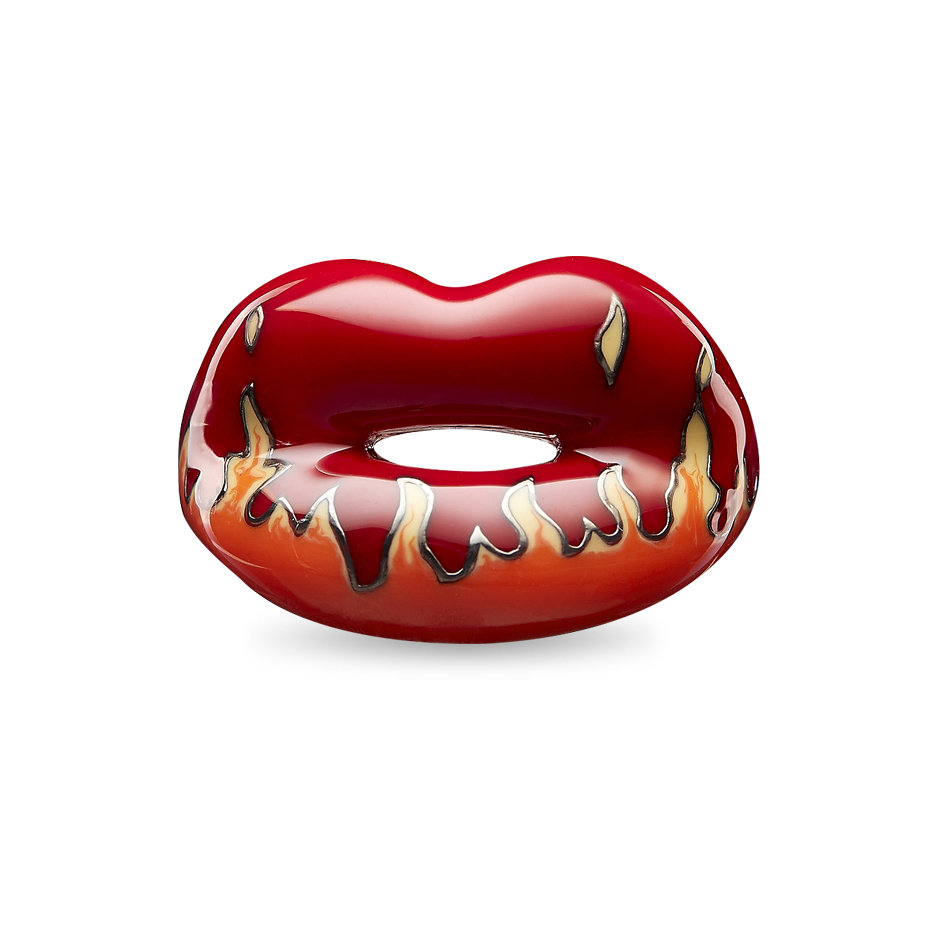 Very Red Flame Hotlips by Solange ring front view