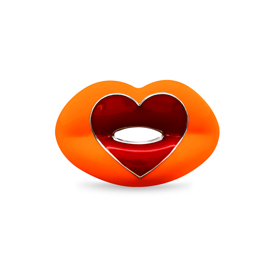 Neon orange Loveheart Hotlips by Solange front view