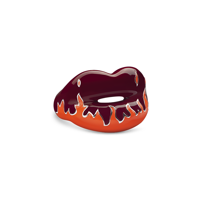 Very Coral Flame Hotlips by Solange ring right side view