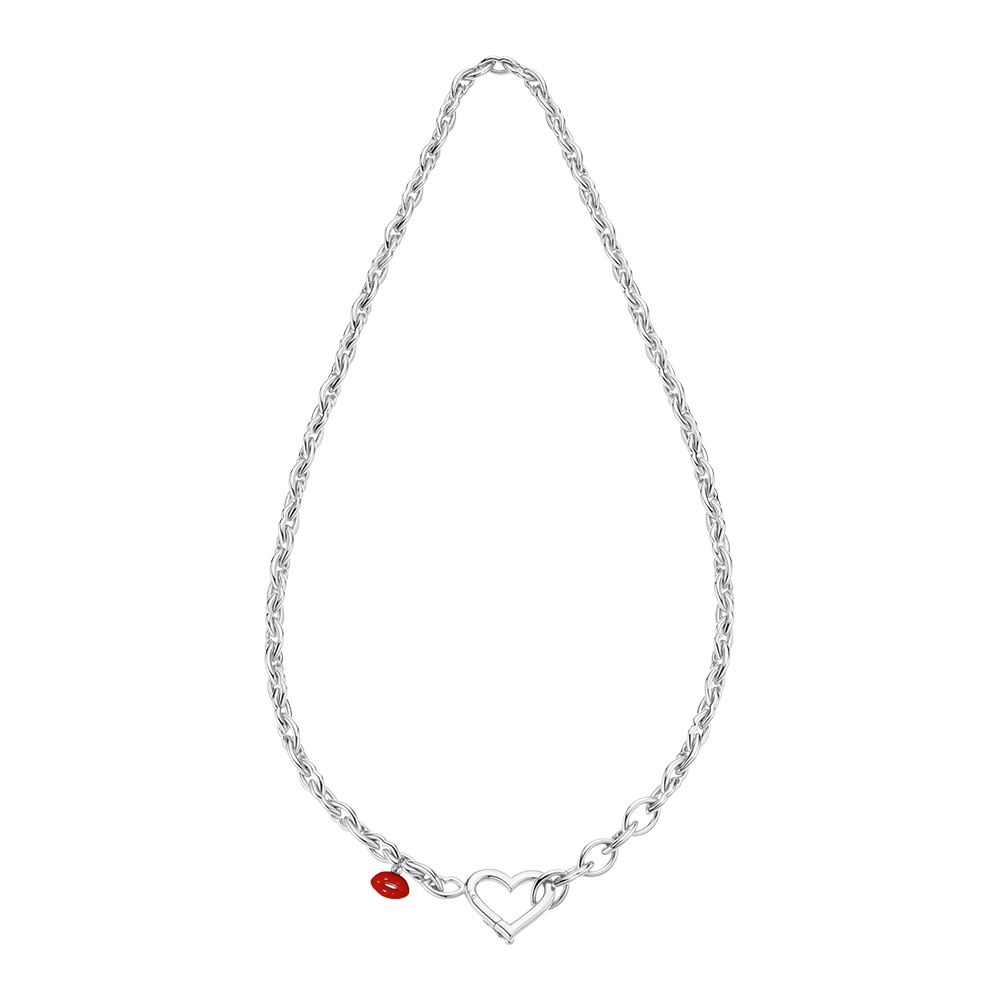 Love and kisses necklace in silver by British designer Solange Azagury Partridge front view 2