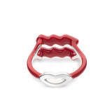Aquarius Zodiac Hotglyph Ring Classic Red enamel and silver by Solange Azagury-Partridge back view