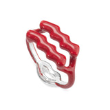 Aquarius Zodiac Hotglyph Ring Classic Red enamel and silver by Solange Azagury-Partridge angled view