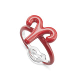 Aries Zodiac Hotglyph Ring Classic Red enamel and silver by Solange Azagury-Partridge angled view