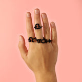 Libra Zodiac Hotglyph Ring black enamel and silver by Solange Azagury-Partridge front view