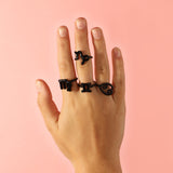 Capricorn Zodiac Hotglyph Ring black enamel and silver by Solange Azagury-Partridge front view model shot