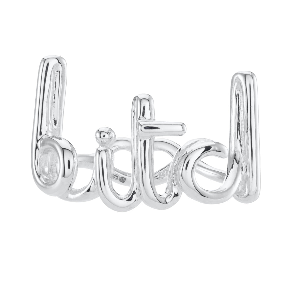 Bitch silver Hotscripts ring front view