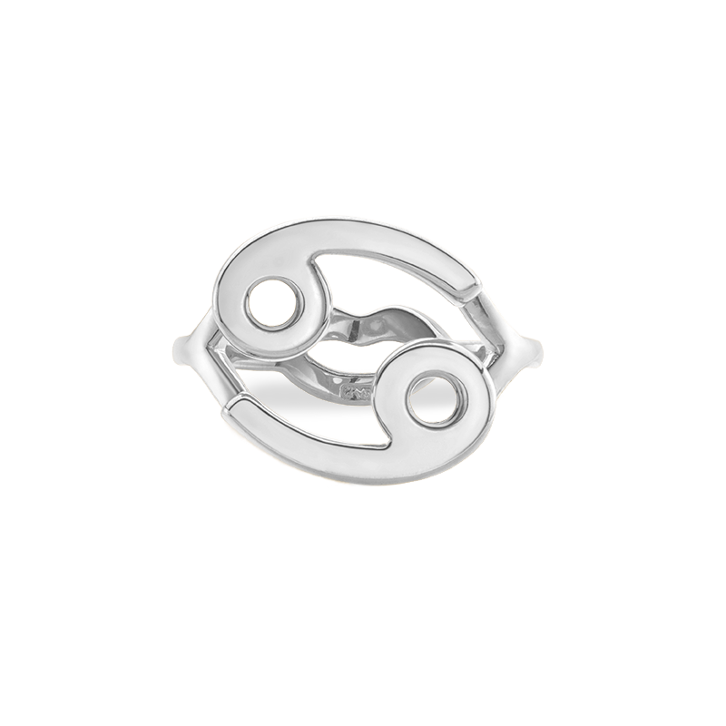 Cancer Hotglyph Zodiac Ring Sterling Silver by Hotlips by Solange Front View